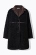 Manteau évasé en fausse fourrure, coutures fantaisie