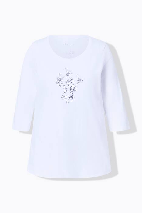 Shirt, siersteentjes, A-lijn, ronde hals, 3/4-mouwen, pima-katoen
