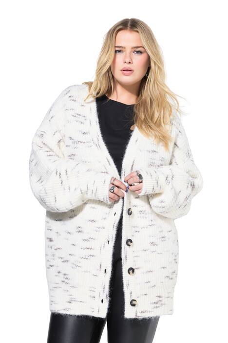 Rozepínací svetr, oversize, melanž úplet