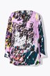Satijnen blouse, met print, V-hals, lange mouwen