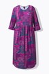 Jersey midi-jurk, patchprint, A-lijn, ronde hals, 3/4-mouwen