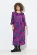 Jersey midi-jurk, patchprint, A-lijn, ronde hals, 3/4-mouwen