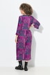 Jersey midi-jurk, patchprint, A-lijn, ronde hals, 3/4-mouwen