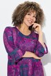 Jersey midi-jurk, patchprint, A-lijn, ronde hals, 3/4-mouwen