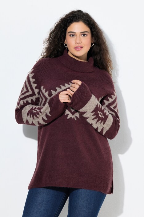 Pullover, Strickmuster, Rollkragen, Raglan-Langarm