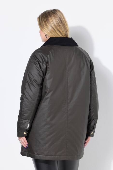 Coated jasje, A-lijn, 'gewassen'-look, corduroy kraag, Britse look