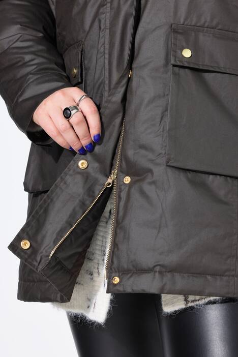 Coated jasje, A-lijn, 'gewassen'-look, corduroy kraag, Britse look