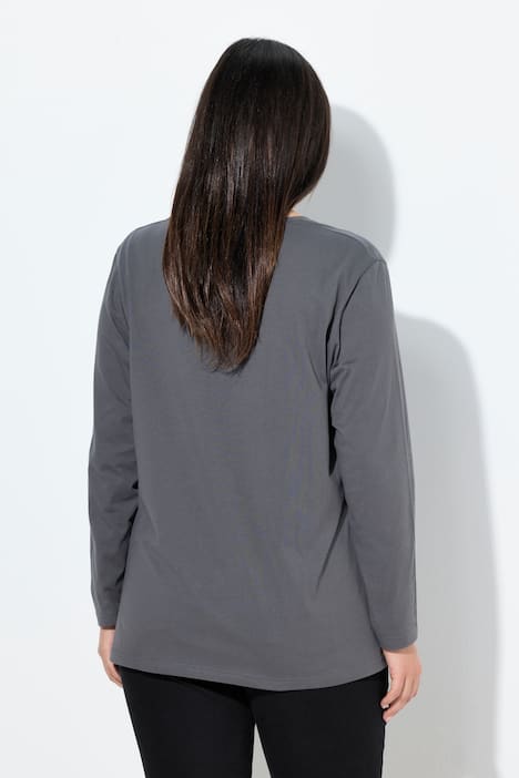 T-shirt décontracté à col rond et manches longues