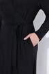 Robe midi à manches longues, col chemise et effet cache-cœur