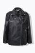 Veste de motard longue et oversize en similicuir, zip métallique