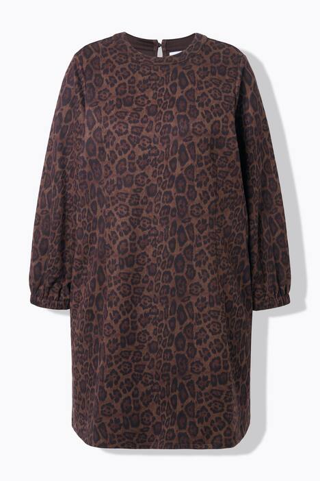 Robe oversize en suède avec motif léopard et manches ballon