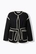 Veste oversize en lainage, liseré brodé