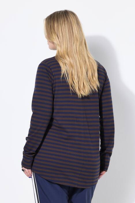 Vannrett stripete skjorte, wide shape, ribbet jersey, langermet