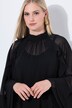 Cape-bluse, chiffon, stående krave, sjal