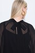 Cape-bluse, chiffon, stående krave, sjal