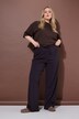 Broek, wijde pijpen, ribjersey met strepen