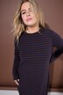 Robe maxi en jersey côtelé à rayures, coupe évasée, manche longues