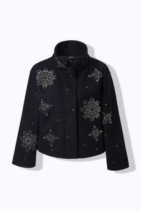 Jacke, Stickerei, kurz, Stehkragen, Langarm