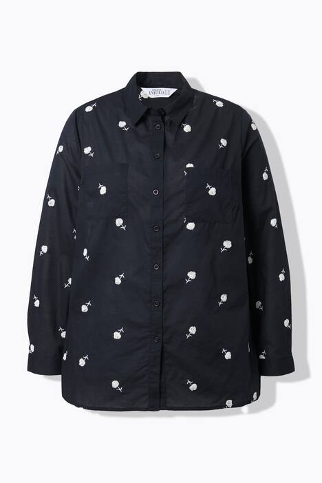 Camicia dal taglio squadrato con ricami floreali