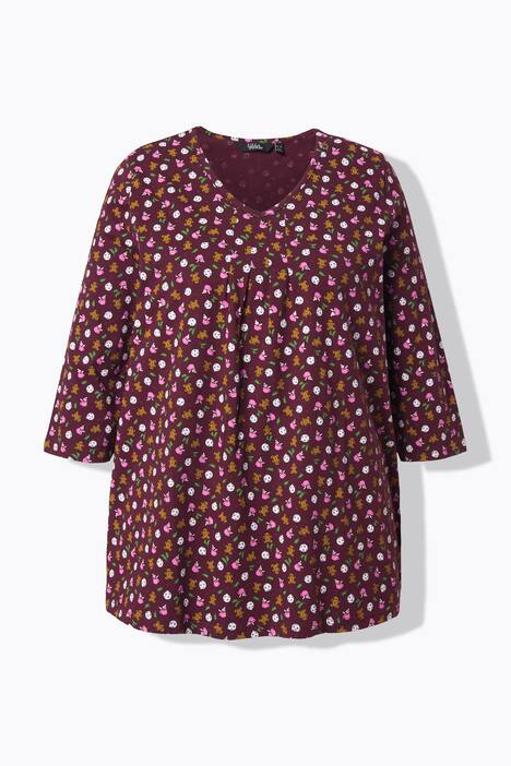 Shirt, peperkoekfiguurtjes, A-lijn, V-hals, 3/4-mouwen