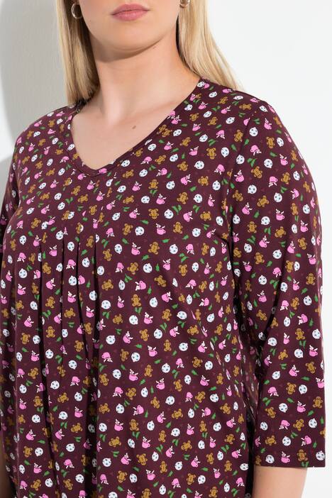Shirt, peperkoekfiguurtjes, A-lijn, V-hals, 3/4-mouwen