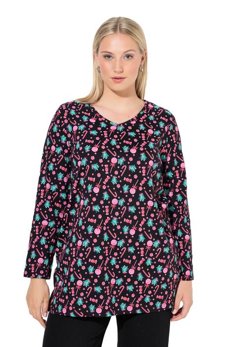 Tričko, A střih, bonbony, výstřih do V, dlouhé rukkávy