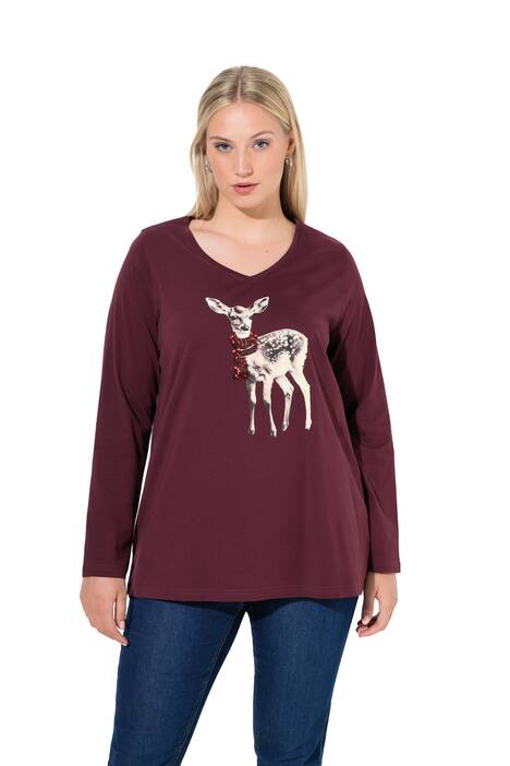 Tričko, koloušek, flitry, A střih, výstřih do V, dlouhé rukávy