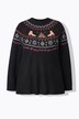 Pull norvégien de Noël à col montant et manches longues