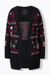 Chaqueta larga de punto, Navidad, escote en V, manga larga