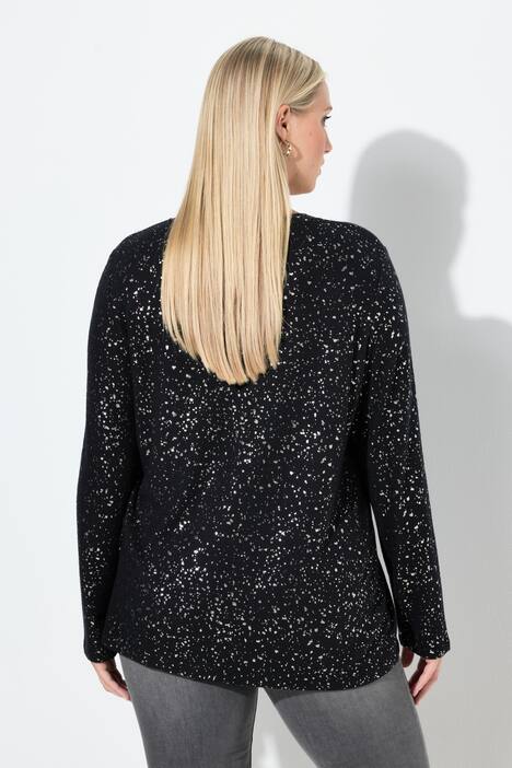 Sweatshirt, Metallic-Druck, V-Ausschnitt, Langarm
