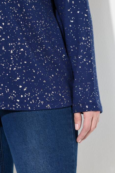 Sweatshirt, Metallic-Druck, V-Ausschnitt, Langarm