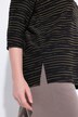 T-shirt à motif ondulé brillant, col rond et manches 3/4
