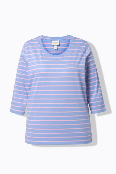 Shirt, strepen, ronde hals, 3/4-mouwen, biologisch katoen