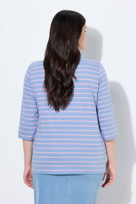 Shirt, strepen, ronde hals, 3/4-mouwen, biologisch katoen