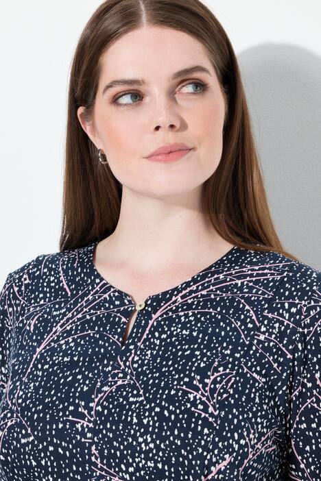Lang skjorte, A-linje, rund hals, 3/4-ermer, biobomull