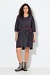 Jerseykleid, Animaldruck, A-Linie, V-Ausschnitt, 3/4-Arm