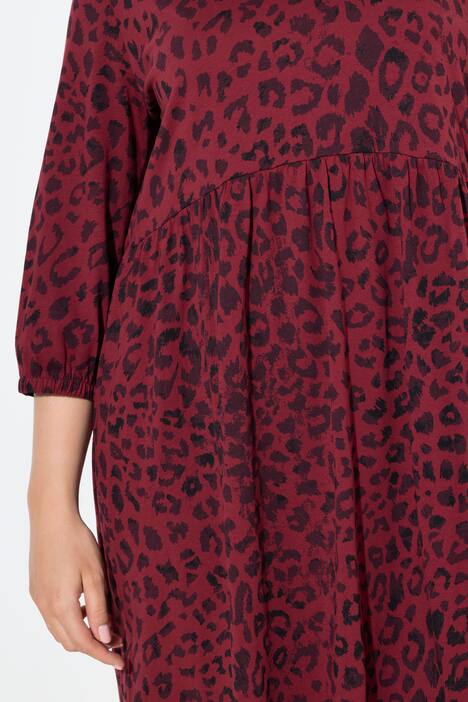 Vestido de jersey, estampado animal, línea A, escote en V, manga 3/4