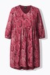 Robe en jersey évasée à col en V et manches 3/4, imprimé animal
