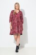 Robe en jersey évasée à col en V et manches 3/4, imprimé animal