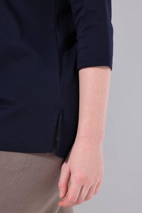T-shirt en coton Pima. Petits strass. Encolure bateau et manches 3/4