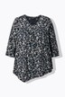 Camiseta, pliegues decorativos, línea A, cuello en V, mangas 3/4
