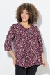 T-shirt, plis fantaisie, ligne en A, col en V, manches 3/4