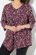 T-shirt, plis fantaisie, ligne en A, col en V, manches 3/4
