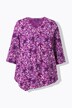 T-shirt, plis fantaisie, ligne en A, col en V, manches 3/4