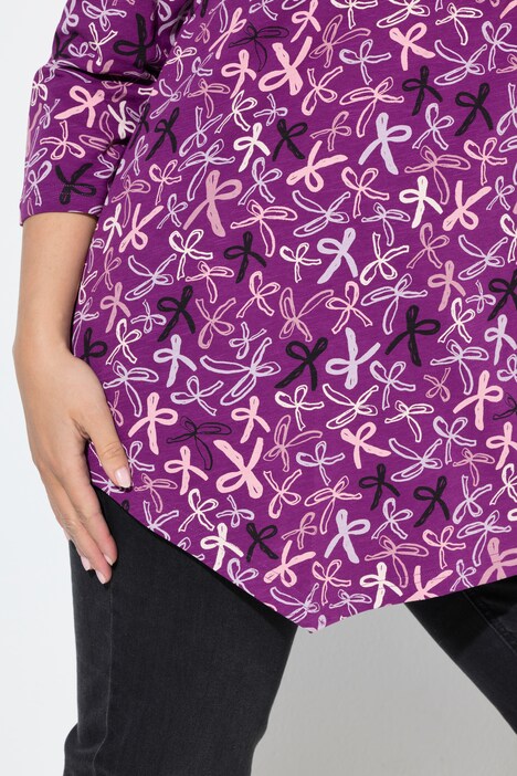 Shirt, Zierfalten, A-Linie, V-Ausschnitt, 3/4-Arm