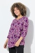 T-shirt, plis fantaisie, ligne en A, col en V, manches 3/4