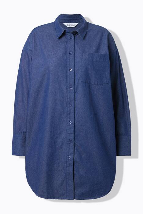 Camicia dal taglio oversize con effetto denim e maniche lunghe e arricciabili