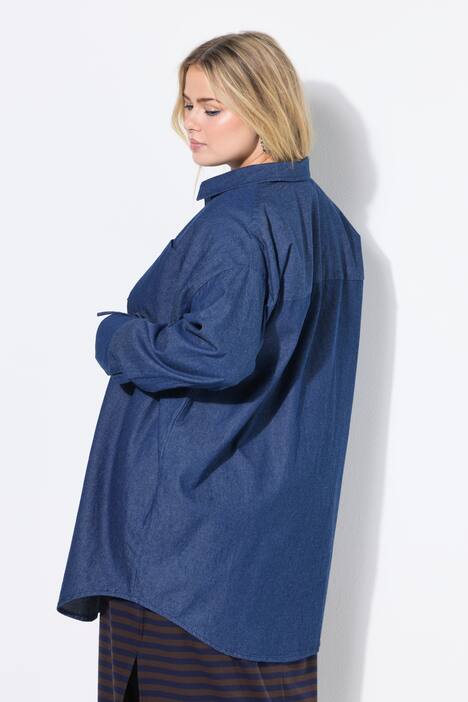Camicia dal taglio oversize con effetto denim e maniche lunghe e arricciabili