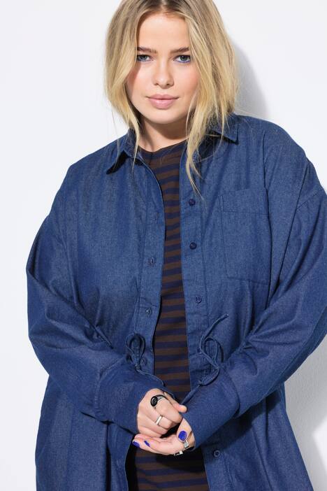 Camicia dal taglio oversize con effetto denim e maniche lunghe e arricciabili