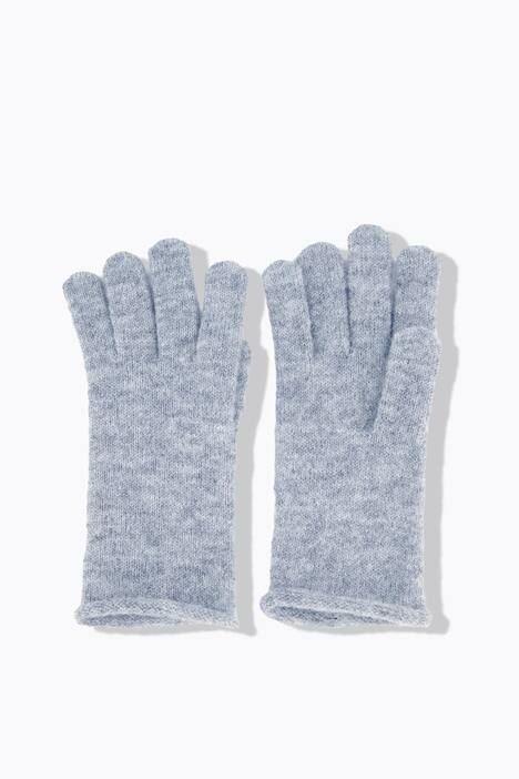 Handschoenen, gemêleerd, fijn breisel, rolrandje